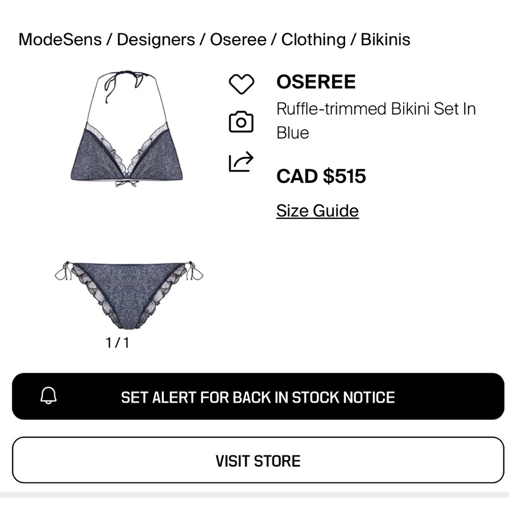 Oseree Navy Ruffle Bikini Set - Picture 4 of 11